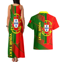 Personalised Portugal Independence Day Couples Matching Tank Maxi Dress and Hawaiian Shirt Portuguesa Map Flag Style - Wonder Print Shop