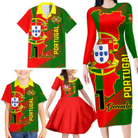 Personalised Portugal Independence Day Family Matching Long Sleeve Bodycon Dress and Hawaiian Shirt Portuguesa Map Flag Style - Wonder Print Shop