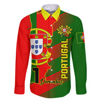 Personalised Portugal Independence Day Family Matching Off Shoulder Long Sleeve Dress and Hawaiian Shirt Portuguesa Map Flag Style - Wonder Print Shop