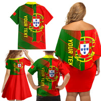 Personalised Portugal Independence Day Family Matching Off Shoulder Short Dress and Hawaiian Shirt Portuguesa Map Flag Style - Wonder Print Shop