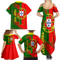 Personalised Portugal Independence Day Family Matching Summer Maxi Dress and Hawaiian Shirt Portuguesa Map Flag Style - Wonder Print Shop