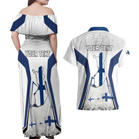 Personalised Finland Independence Day Couples Matching Off Shoulder Maxi Dress and Hawaiian Shirt Suomi Coat Of Arms Special Version LT01