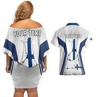 Personalised Finland Independence Day Couples Matching Off Shoulder Short Dress and Hawaiian Shirt Suomi Coat Of Arms Special Version LT01