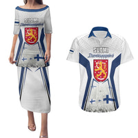 Personalised Finland Independence Day Couples Matching Puletasi Dress and Hawaiian Shirt Suomi Coat Of Arms Special Version LT01
