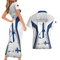 Personalised Finland Independence Day Couples Matching Short Sleeve Bodycon Dress and Hawaiian Shirt Suomi Coat Of Arms Special Version LT01