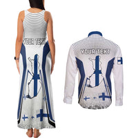 Personalised Finland Independence Day Couples Matching Tank Maxi Dress and Long Sleeve Button Shirt Suomi Coat Of Arms Special Version LT01