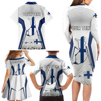 Personalised Finland Independence Day Family Matching Long Sleeve Bodycon Dress and Hawaiian Shirt Suomi Coat Of Arms Special Version LT01