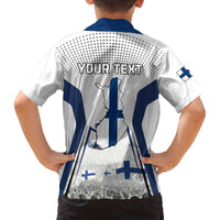 Personalised Finland Independence Day Family Matching Off Shoulder Long Sleeve Dress and Hawaiian Shirt Suomi Coat Of Arms Special Version LT01