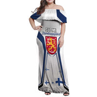 Personalised Finland Independence Day Family Matching Off Shoulder Maxi Dress and Hawaiian Shirt Suomi Coat Of Arms Special Version LT01