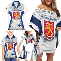 Personalised Finland Independence Day Family Matching Off Shoulder Short Dress and Hawaiian Shirt Suomi Coat Of Arms Special Version LT01