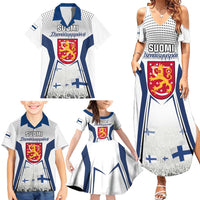 Personalised Finland Independence Day Family Matching Summer Maxi Dress and Hawaiian Shirt Suomi Coat Of Arms Special Version LT01