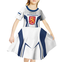 Personalised Finland Independence Day Kid Short Sleeve Dress Suomi Coat Of Arms Special Version LT01