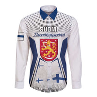 Personalised Finland Independence Day Long Sleeve Button Shirt Suomi Coat Of Arms Special Version LT01