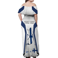 Personalised Finland Independence Day Off Shoulder Maxi Dress Suomi Coat Of Arms Special Version LT01