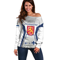 Personalised Finland Independence Day Off Shoulder Sweater Suomi Coat Of Arms Special Version LT01