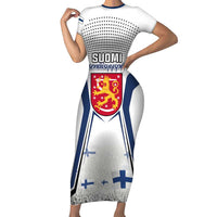 Personalised Finland Independence Day Short Sleeve Bodycon Dress Suomi Coat Of Arms Special Version LT01