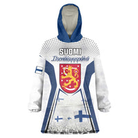 Personalised Finland Independence Day Wearable Blanket Hoodie Suomi Coat Of Arms Special Version LT01