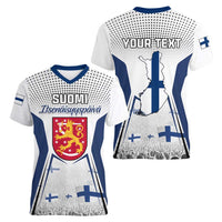 Personalised Finland Independence Day Women V Neck T Shirt Suomi Coat Of Arms Special Version LT01