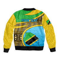 Personalised Tanzania Independence Day Bomber Jacket Tanzanian Coat Of Arms African Pattern - Wonder Print Shop