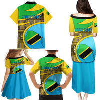 Personalised Tanzania Independence Day Family Matching Puletasi Dress and Hawaiian Shirt Tanzanian Coat Of Arms African Pattern - Wonder Print Shop