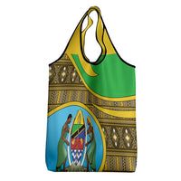 Personalised Tanzania Independence Day Grocery Bag Tanzanian Coat Of Arms African Pattern