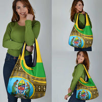 Personalised Tanzania Independence Day Grocery Bag Tanzanian Coat Of Arms African Pattern