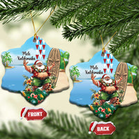 Hawaii Christmas Santa Claus Ceramic Ornament Mele Kalikimaka Tropical Beach - Wonder Print Shop