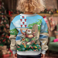 Hawaii Christmas Santa Claus Kid Ugly Christmas Sweater Mele Kalikimaka Tropical Beach - Wonder Print Shop