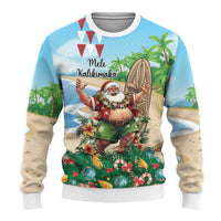 Hawaii Christmas Santa Claus Ugly Christmas Sweater Mele Kalikimaka Tropical Beach - Wonder Print Shop