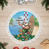 Hawaii Christmas Santa Claus Tree Skirt Mele Kalikimaka Tropical Beach - Wonder Print Shop