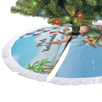 Hawaii Christmas Santa Claus Tree Skirt Mele Kalikimaka Tropical Beach - Wonder Print Shop