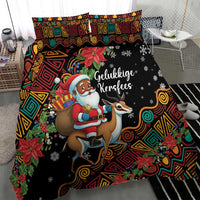 South Africa Christmas Bedding Set Black Santa Claus Riding Springbok - Wonder Print Shop