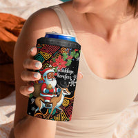 South Africa Christmas 4 in 1 Can Cooler Tumbler Black Santa Claus Riding Springbok - Wonder Print Shop