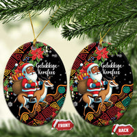 South Africa Christmas Ceramic Ornament Black Santa Claus Riding Springbok - Wonder Print Shop