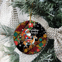 South Africa Christmas Ceramic Ornament Black Santa Claus Riding Springbok - Wonder Print Shop