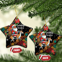 South Africa Christmas Ceramic Ornament Black Santa Claus Riding Springbok - Wonder Print Shop