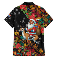 South Africa Christmas Family Matching Long Sleeve Bodycon Dress and Hawaiian Shirt Black Santa Claus Riding Springbok - Wonder Print Shop