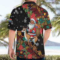 South Africa Christmas Hawaiian Shirt Black Santa Claus Riding Springbok - Wonder Print Shop