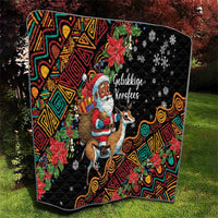 South Africa Christmas Quilt Black Santa Claus Riding Springbok - Wonder Print Shop