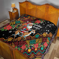 South Africa Christmas Quilt Black Santa Claus Riding Springbok - Wonder Print Shop