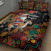 South Africa Christmas Quilt Bed Set Black Santa Claus Riding Springbok - Wonder Print Shop