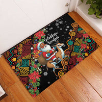 South Africa Christmas Rubber Doormat Black Santa Claus Riding Springbok - Wonder Print Shop