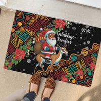 South Africa Christmas Rubber Doormat Black Santa Claus Riding Springbok - Wonder Print Shop