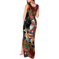 South Africa Christmas Tank Maxi Dress Black Santa Claus Riding Springbok - Wonder Print Shop