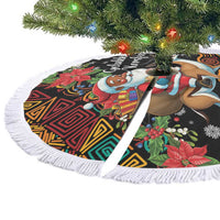 South Africa Christmas Tree Skirt Black Santa Claus Riding Springbok - Wonder Print Shop