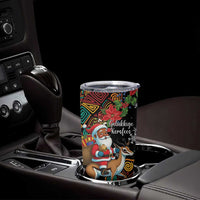 South Africa Christmas Tumbler Cup Black Santa Claus Riding Springbok - Wonder Print Shop