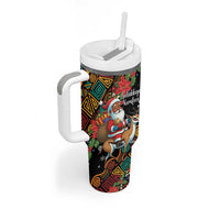 South Africa Christmas Tumbler With Handle Black Santa Claus Riding Springbok - Wonder Print Shop