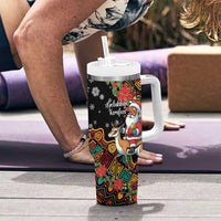 South Africa Christmas Tumbler With Handle Black Santa Claus Riding Springbok - Wonder Print Shop