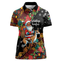 South Africa Christmas Women Polo Shirt Black Santa Claus Riding Springbok - Wonder Print Shop