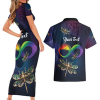 Personalized As Long As I Breathe You'll Be Remembered Couples Matching Short Sleeve Bodycon Dress and Hawaiian Shirt Feather Infinity Luxury Dragonfly - Wonder Print Shop